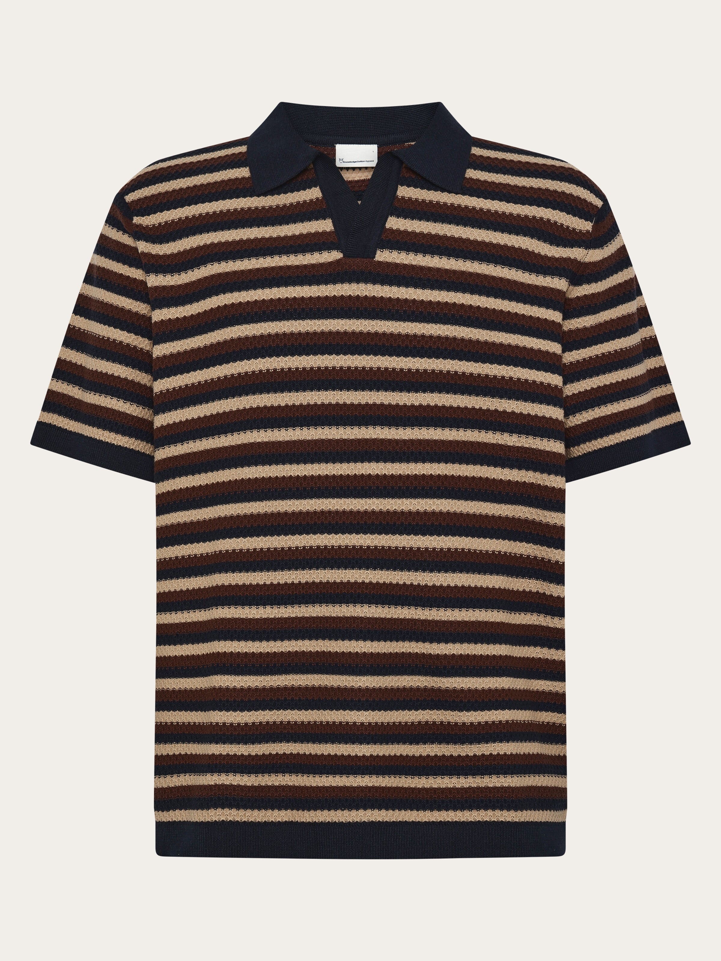 Knitted stripe polo - Brown stripe