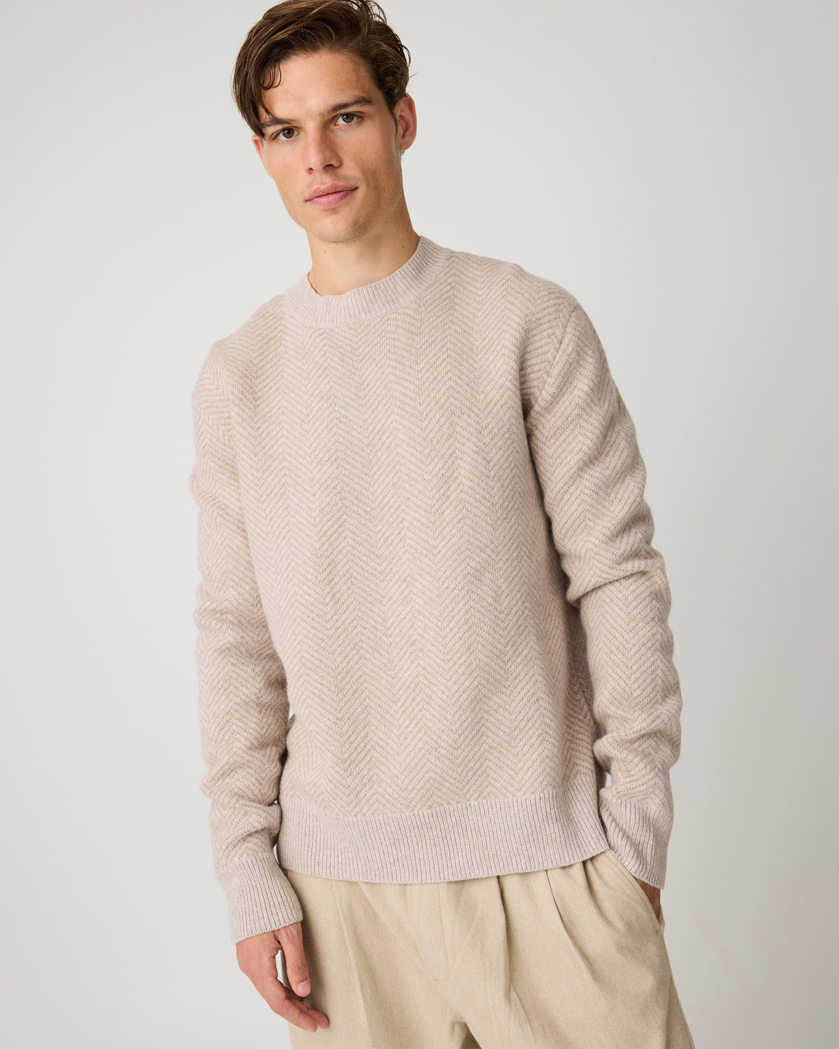 Lambswool jacquard sweater - Nature Melange