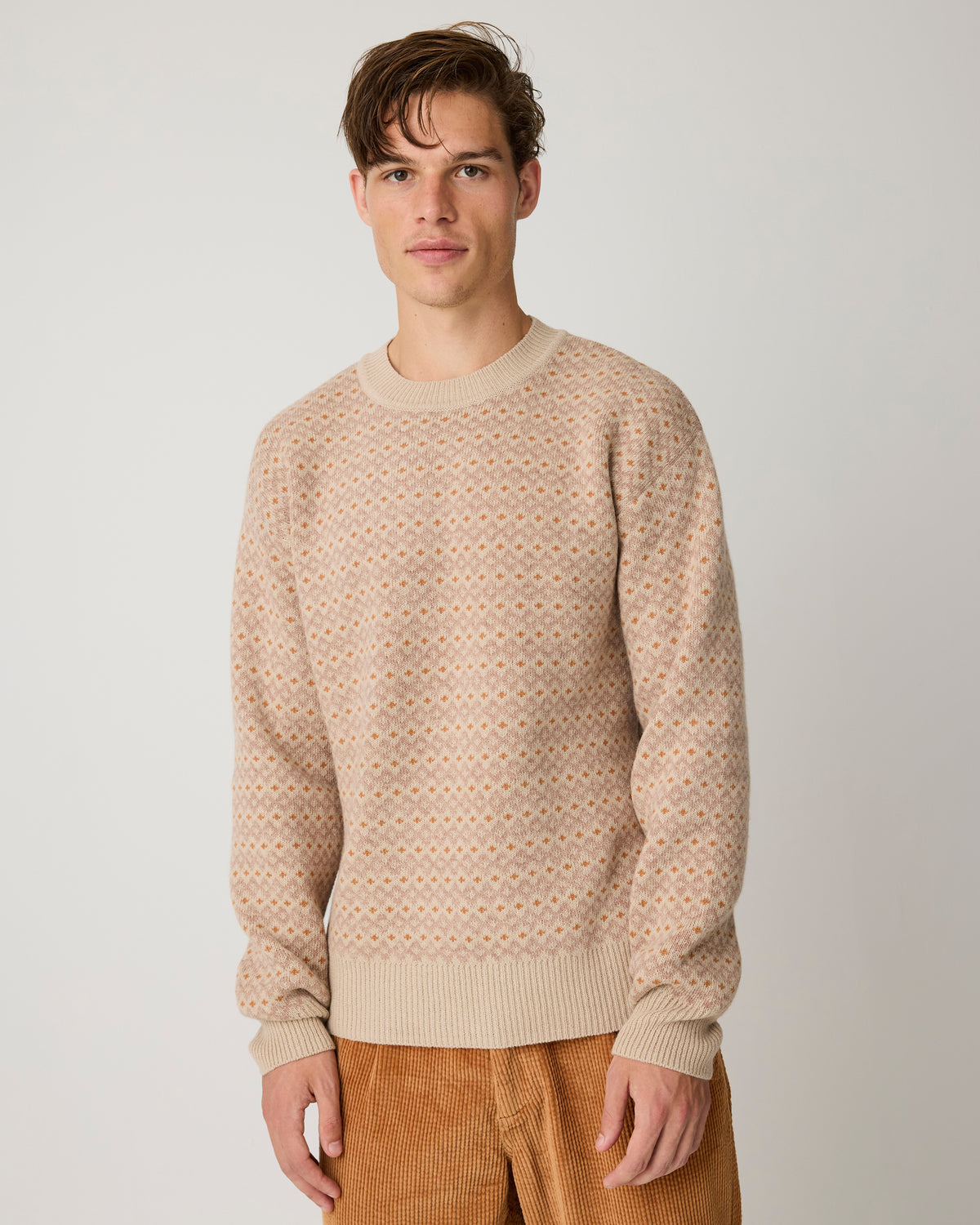 Lambswool jacquard sweater - Beige