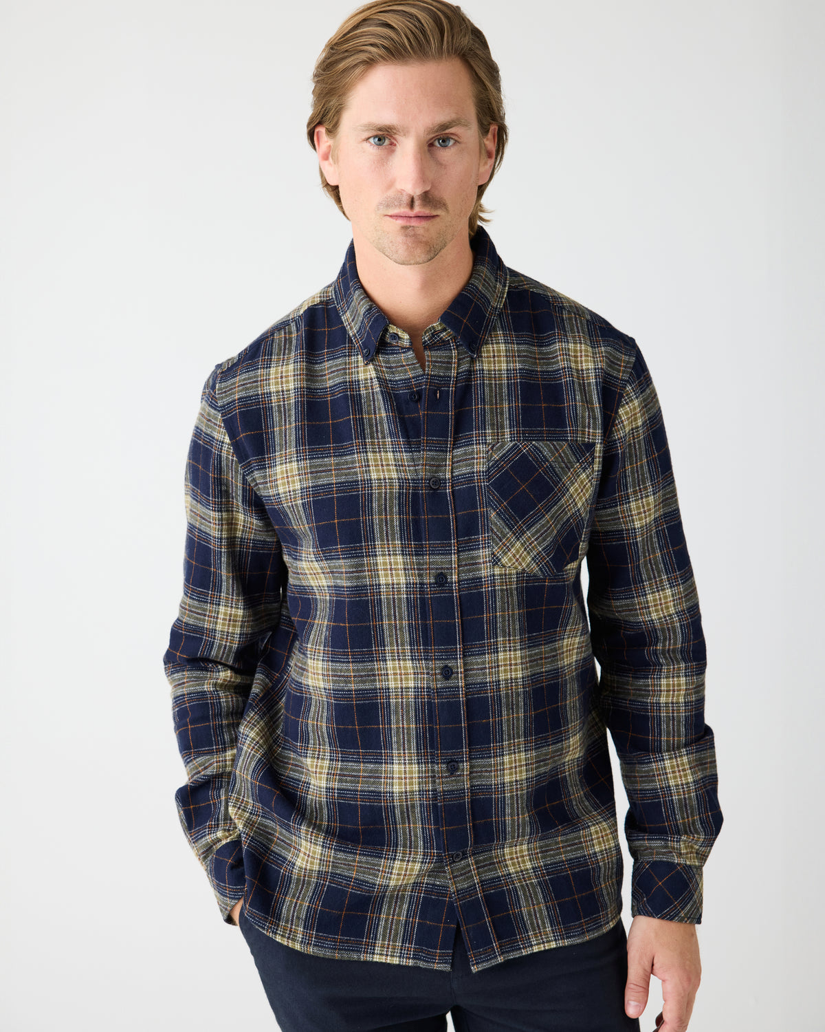 Dune regular check flannel shirt - blue check