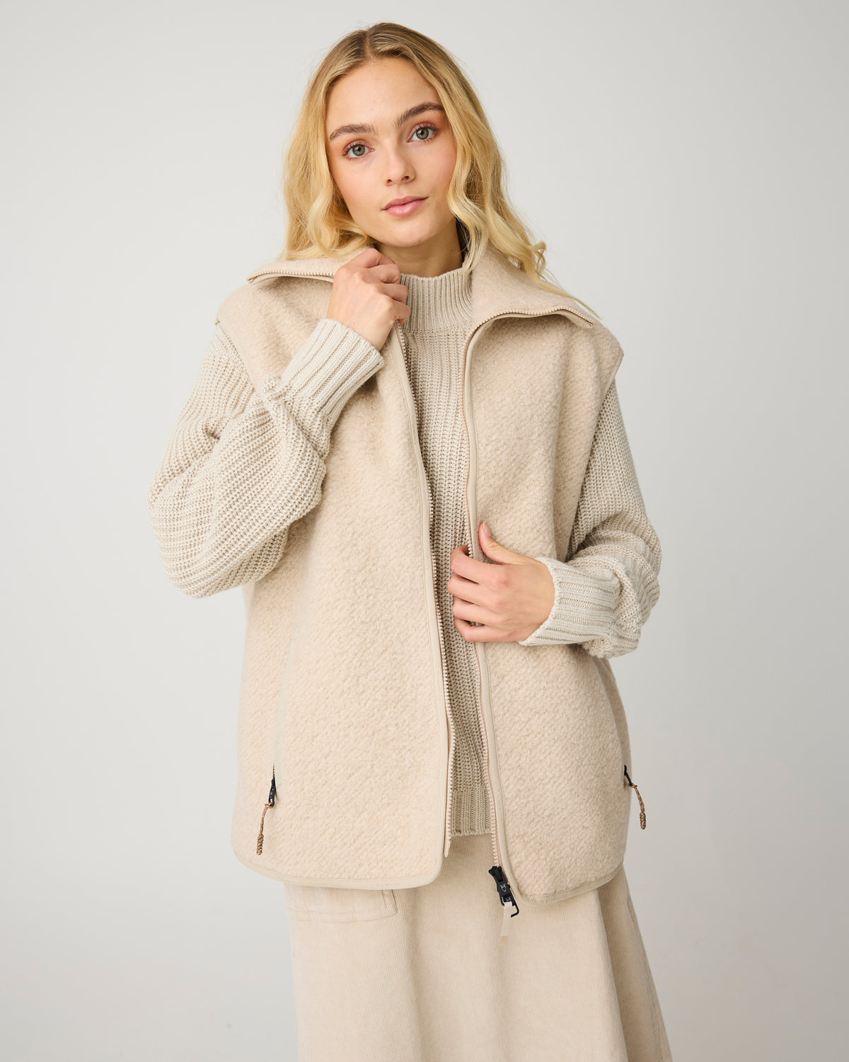 Wool fleece zip vest - Item Colour