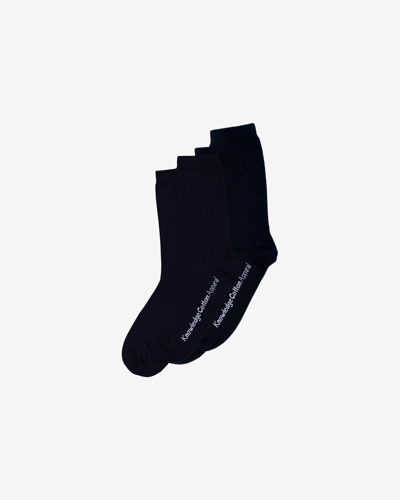 KnowledgeCotton Apparel - UNI 2 pack classic socks Socks 1001 Total Eclipse