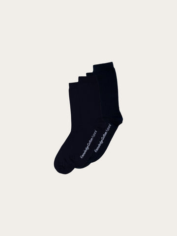 KnowledgeCotton Apparel - UNI 2 pack classic socks Socks 1001 Total Eclipse
