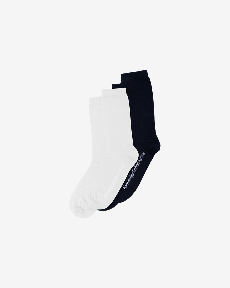 KnowledgeCotton Apparel - UNI 2 pack classic socks Socks 1010 Bright White