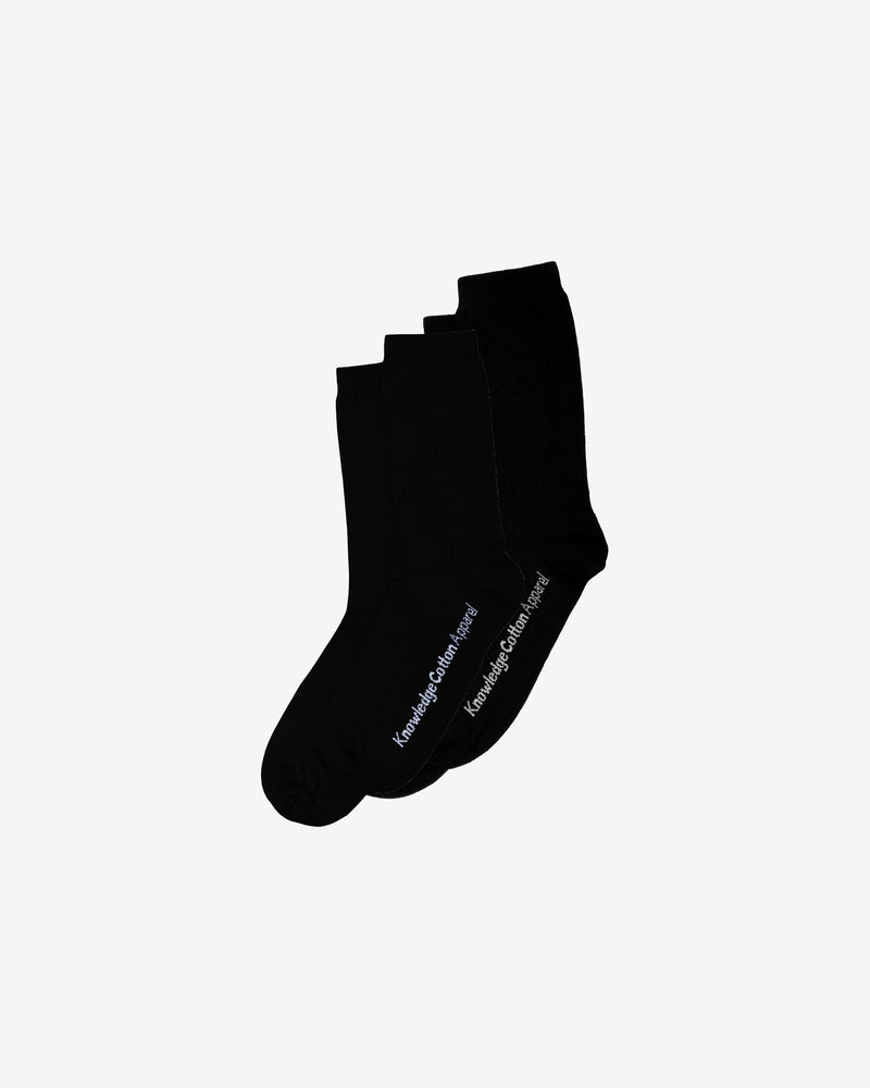 KnowledgeCotton Apparel - UNI 2 pack classic socks Socks 1300 Black Jet