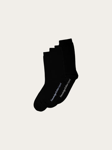 KnowledgeCotton Apparel - UNI 2 pack classic socks Socks 1300 Black Jet