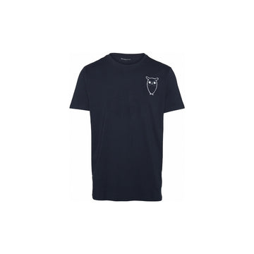 KnowledgeCotton Apparel - MEN ALDER owl chest print tee - GOTS/Vegan T-shirts 1001 Total Eclipse