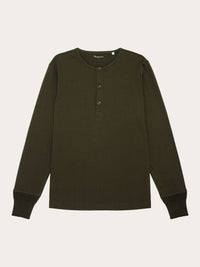Heavy jersey henley shirt - Dark Grey Melange