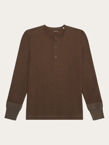 KnowledgeCotton Apparel - MEN Heavy jersey henley shirt Henleys 1243 Demitasse (brown)