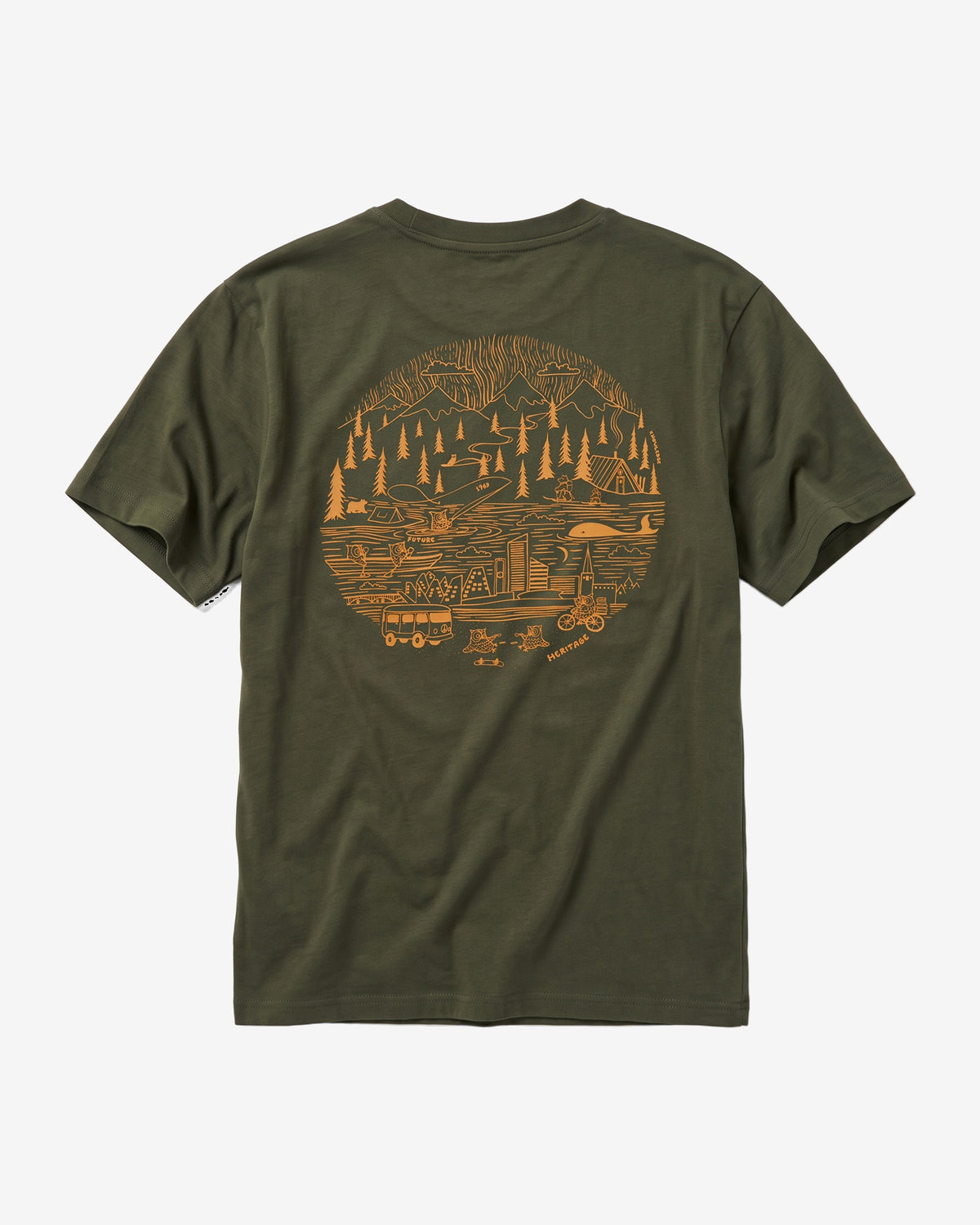 KnowledgeCotton Apparel - MEN Back print t-shirt T-shirts 1090 Forest Night