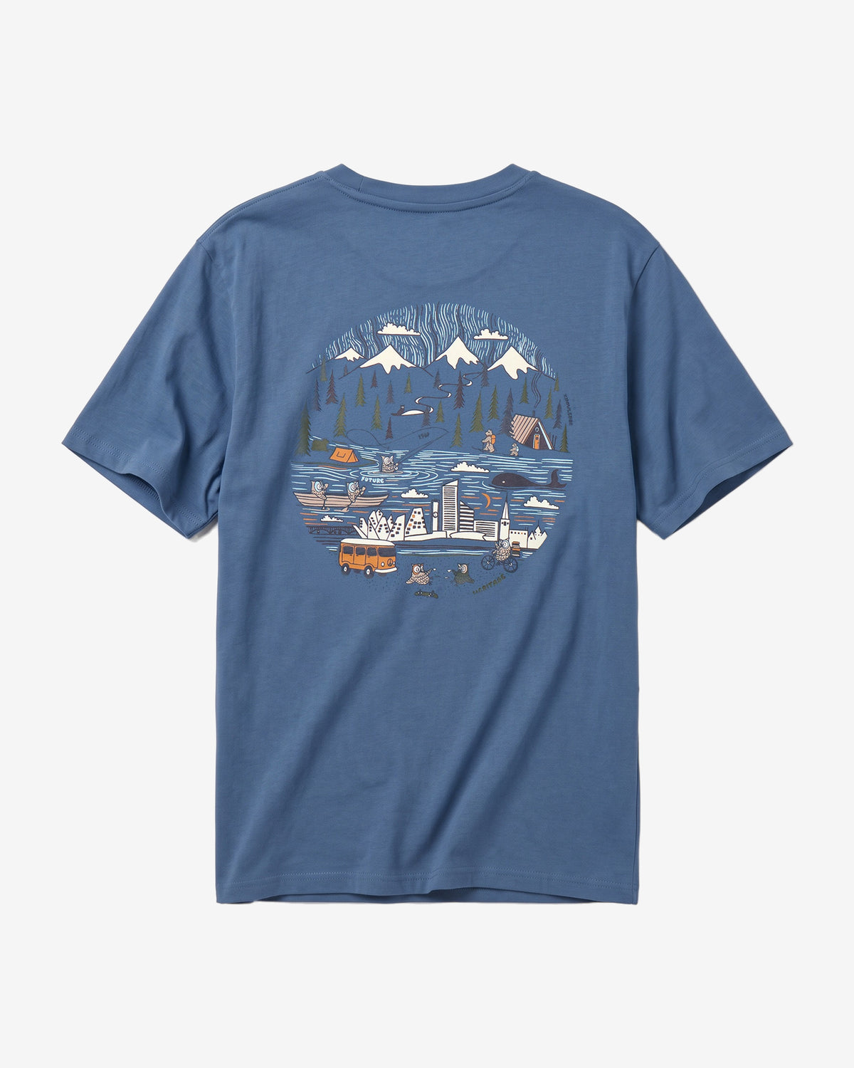 KnowledgeCotton Apparel - MEN Back print t-shirt T-shirts 1226 Vintage Indigo