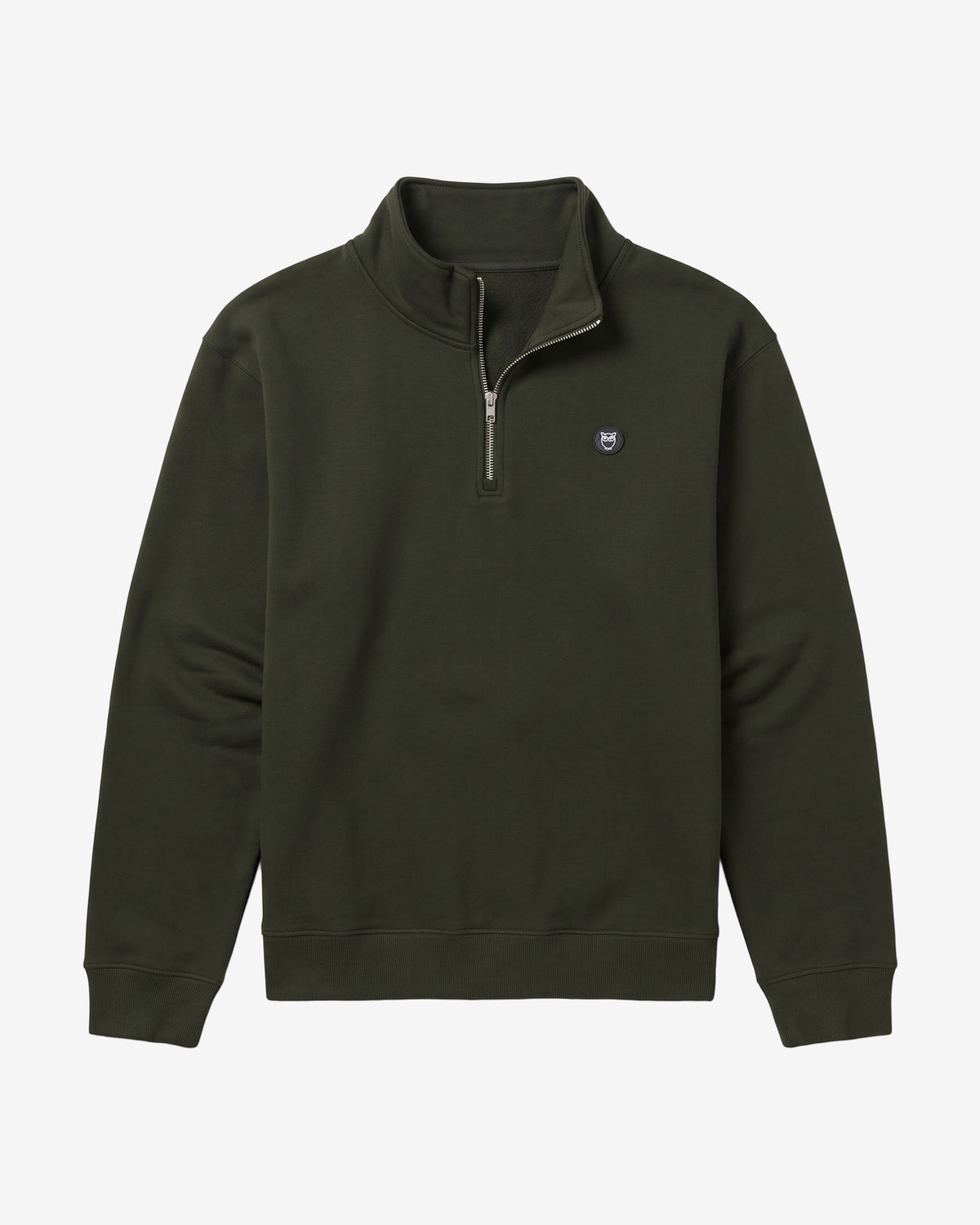 KnowledgeCotton Apparel - MEN Badge halfzip Sweats 1090 Forest Night