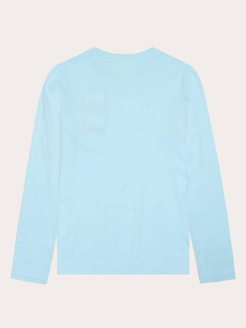 KnowledgeCotton Apparel - WMN Basic pima cotton long sleeve t-shirt - GOTS/Vegan Long Sleeves 1480 Aqua-Esque