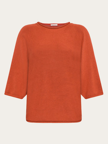KnowledgeCotton Apparel - WMN Bat sleeve knit Knits 1488 Burnt Brick