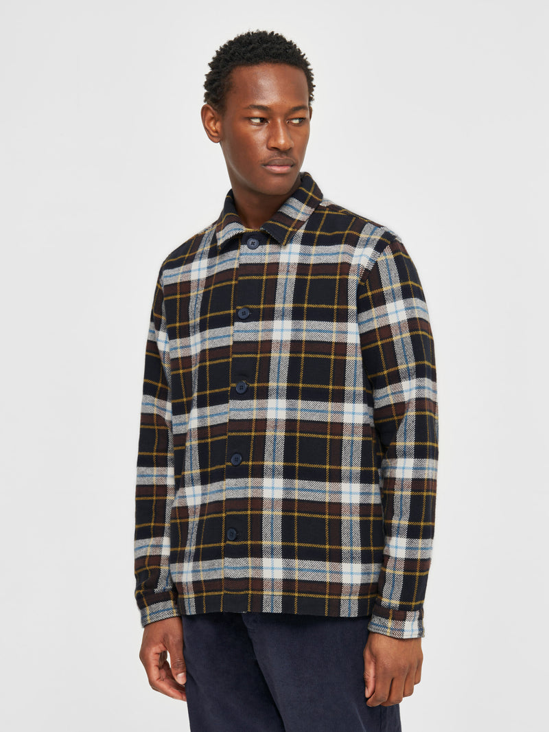 KnowledgeCotton Apparel - MEN Big checked heavy flannel overshirt Overshirts 9999 Item Colour