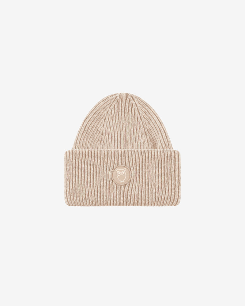 KnowledgeCotton Apparel - UNI Big rib beanie Hats 1074 Nature Melange