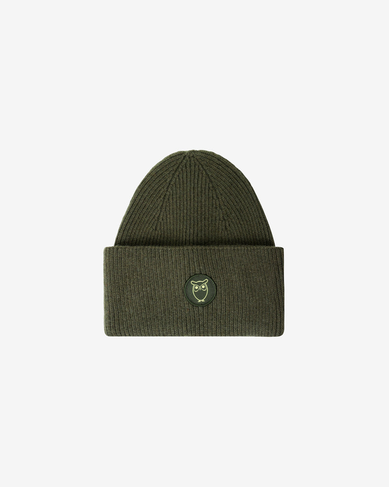 KnowledgeCotton Apparel - UNI Big rib beanie Hats 1090 Forest Night