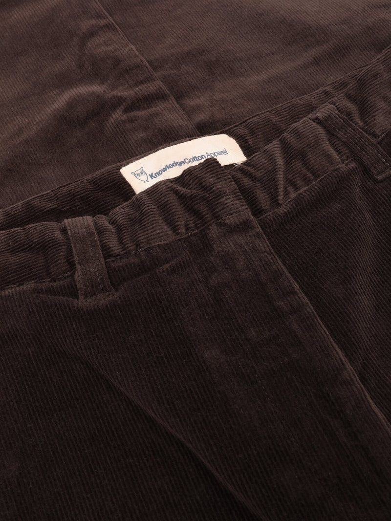 KnowledgeCotton Apparel - WMN Bora wide corduroy pant Pants 1487 Chocolate Torte