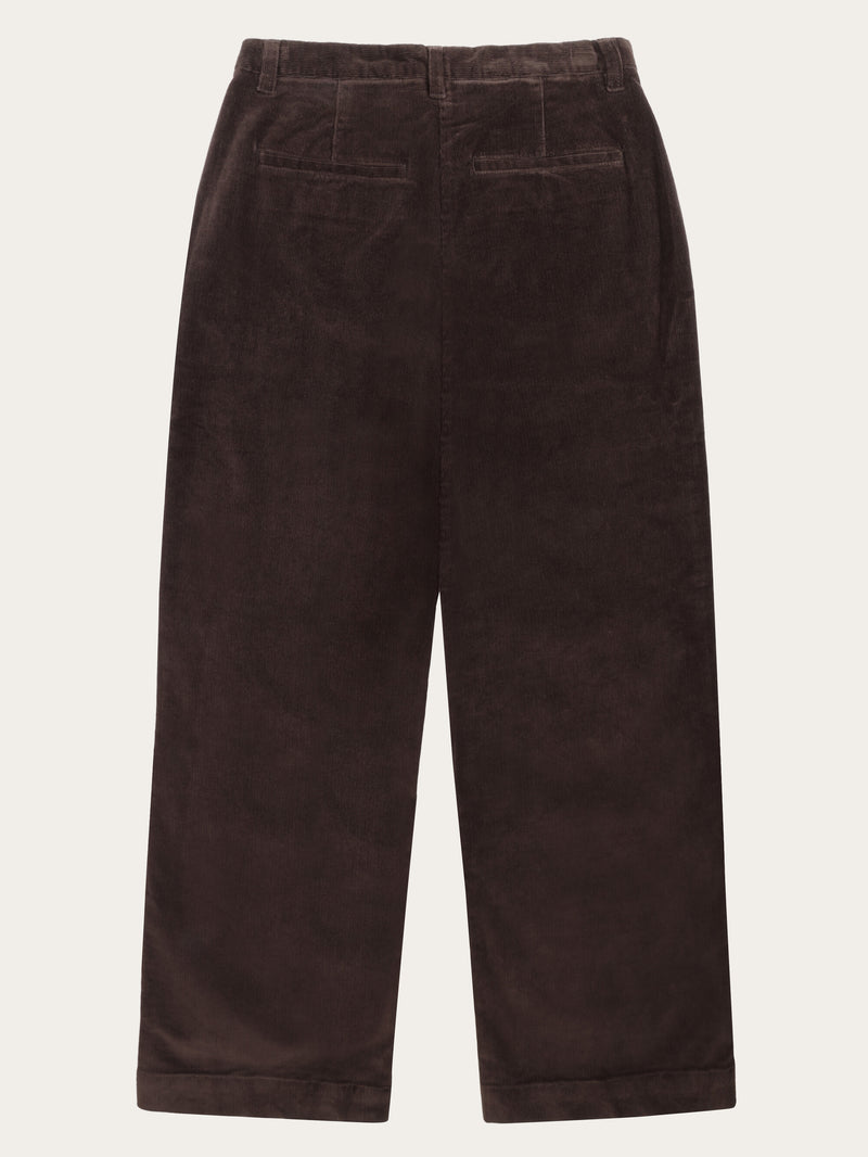 KnowledgeCotton Apparel - WMN Bora wide corduroy pant Pants 1487 Chocolate Torte
