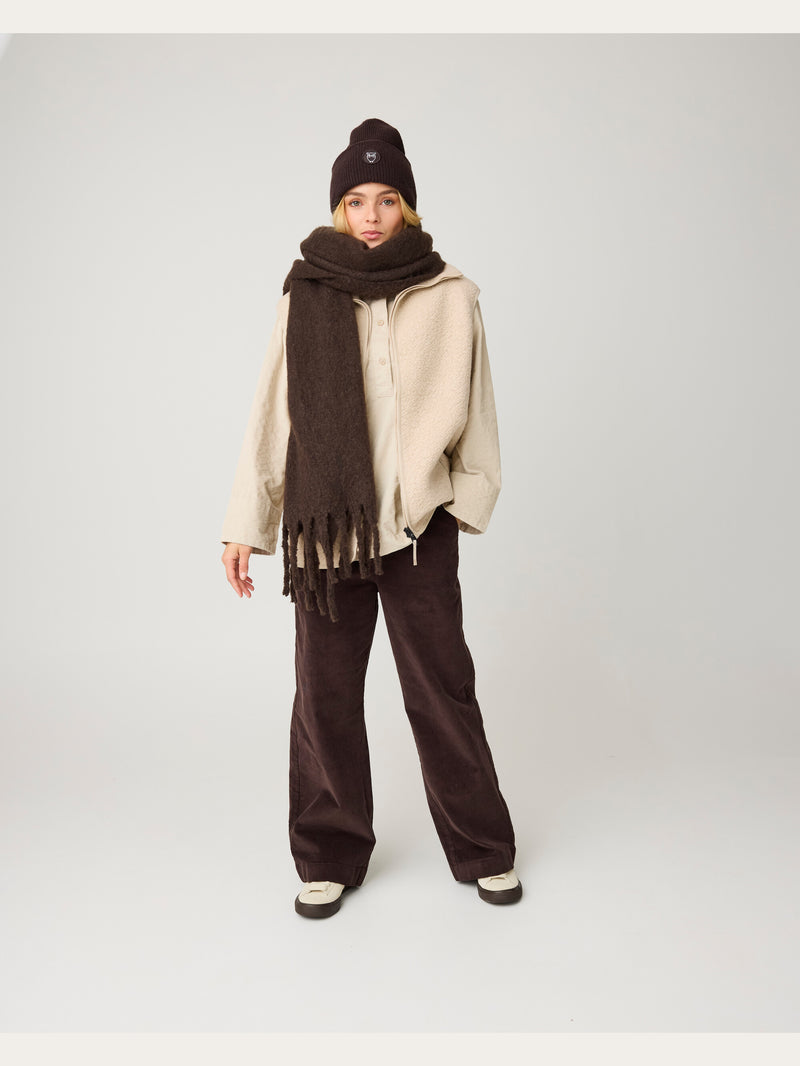 KnowledgeCotton Apparel - WMN Bora wide corduroy pant Pants 1487 Chocolate Torte