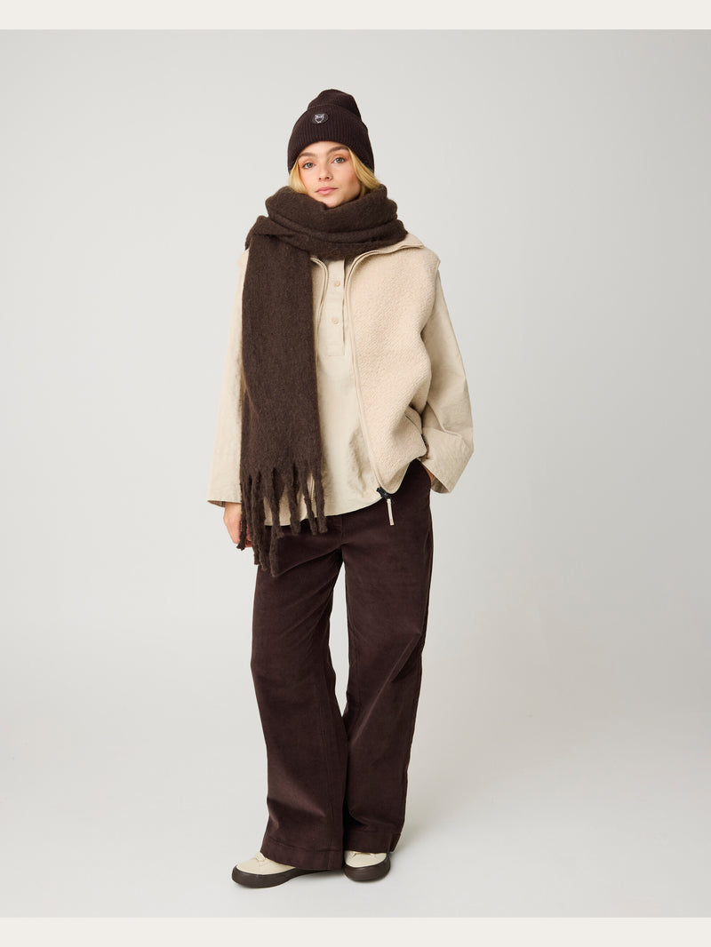 KnowledgeCotton Apparel - WMN Bora wide corduroy pant Pants 1487 Chocolate Torte