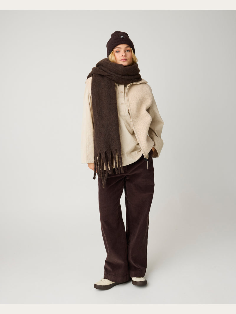 KnowledgeCotton Apparel - WMN Bora wide corduroy pant Pants 1487 Chocolate Torte