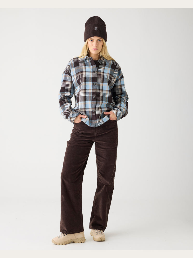 KnowledgeCotton Apparel - WMN Bora wide corduroy pant Pants 1487 Chocolate Torte