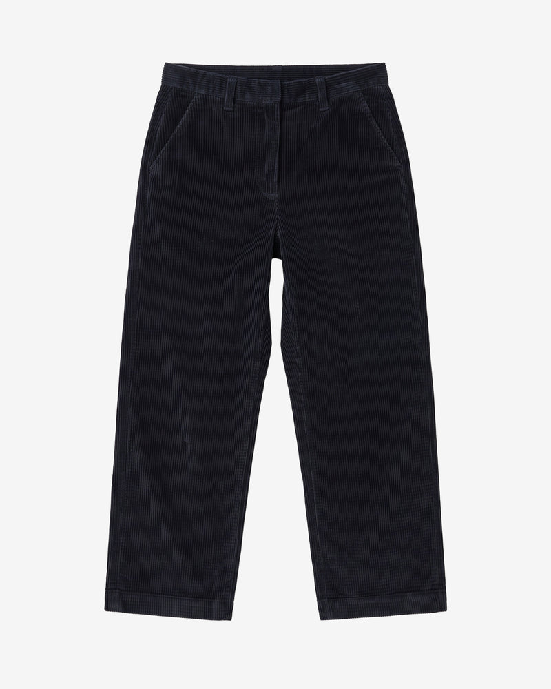 KnowledgeCotton Apparel - WMN Bora wide corduroy pants Pants 1300 Black Jet