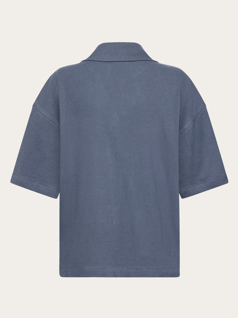 KnowledgeCotton Apparel - WMN Bouclé short sleeved shirt - GOTS/Vegan Shirts 1226 Vintage Indigo