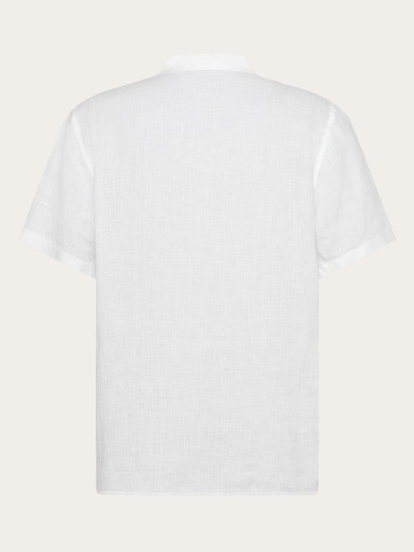 KnowledgeCotton Apparel - MEN Box fit short sleeved linen shirt Shirts 1010 Bright White