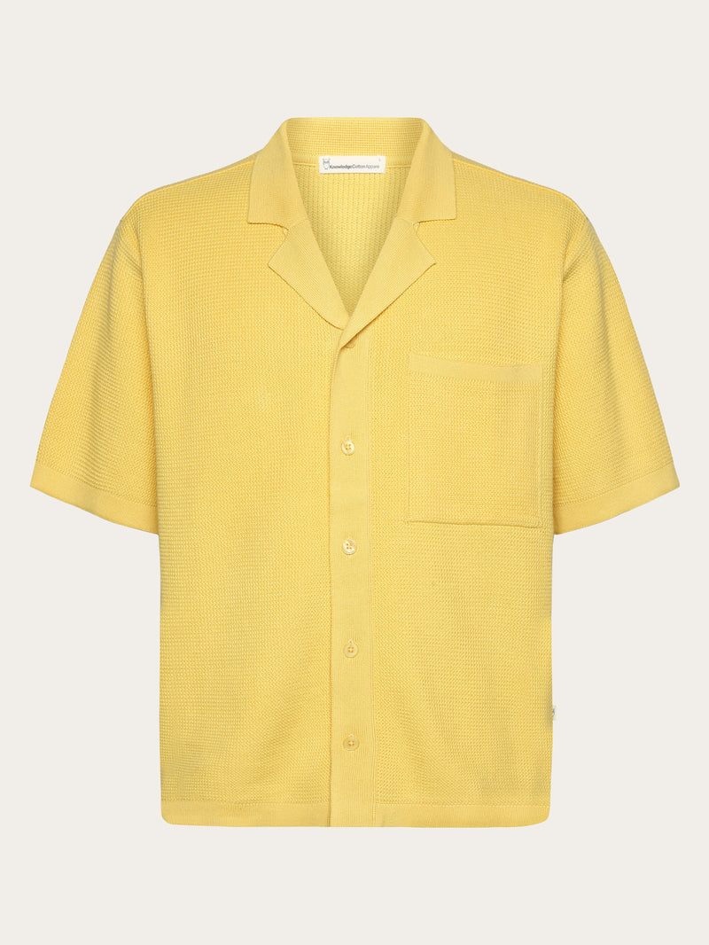 KnowledgeCotton Apparel - MEN Boxy short sleeve structured knitted shirt - Regenerative Organic Certified™ - GOTS/Vegan Knits 1482 Yarrow