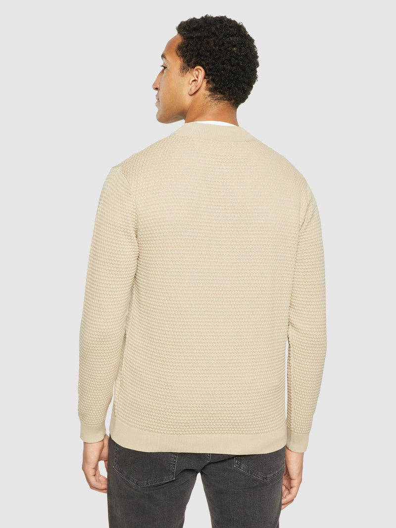 KnowledgeCotton Apparel - MEN Bubble knit cardigan - Regenerative Organic Certified® - GOTS/Vegan Knits 1228 Light feather gray