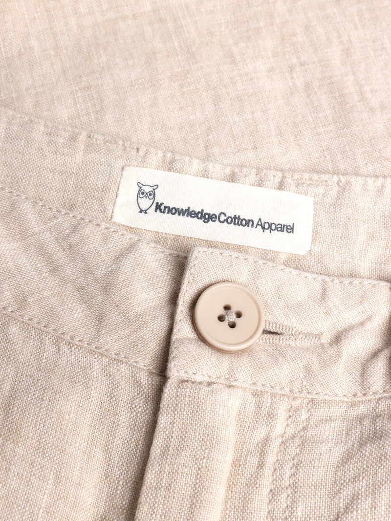 KnowledgeCotton Apparel - WMN CALLA tapered mid-rise linen pants - GOTS/Vegan Pants 1449 Yarndyed - Light feather gray