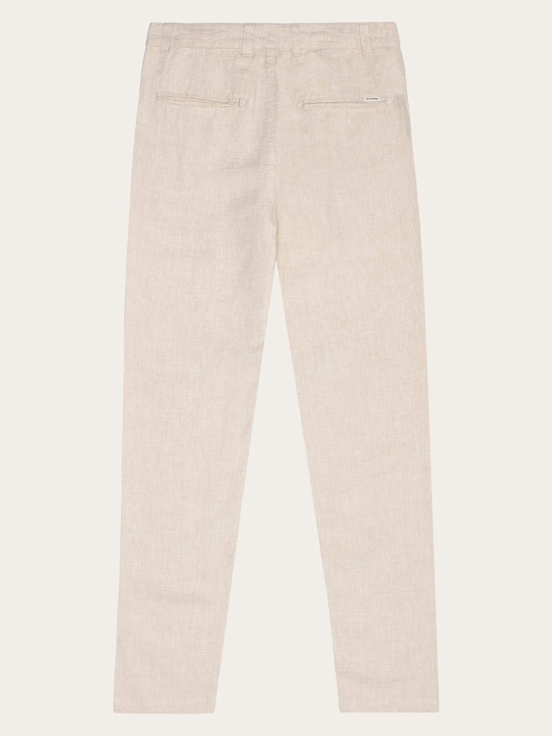 KnowledgeCotton Apparel - WMN CALLA tapered mid-rise linen pants - GOTS/Vegan Pants 1449 Yarndyed - Light feather gray