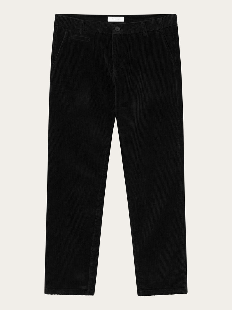 KnowledgeCotton Apparel - MEN CHUCK regular 8-wales corduroy chino pants Pants 1300 Black Jet