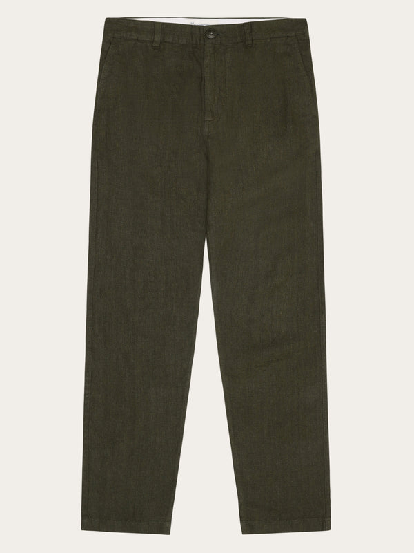 KnowledgeCotton Apparel - MEN CHUCK regular linen pants - GOTS/Vegan Pants 1068 Burned Olive