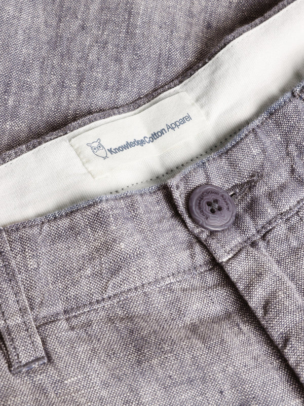 KnowledgeCotton Apparel - MEN CHUCK regular linen shorts - GOTS/Vegan Shorts 1226 Vintage Indigo