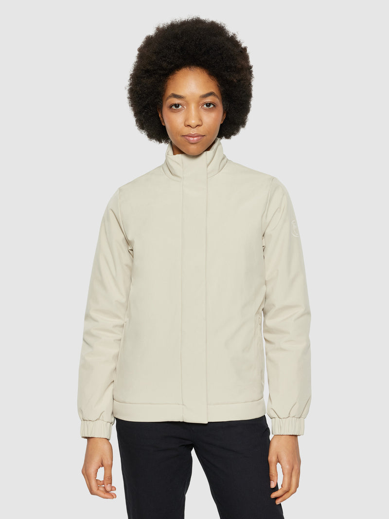 KnowledgeCotton Apparel - WMN CLIMATE SHELL™ short jacket - GRS/Vegan Jackets 1228 Light feather gray