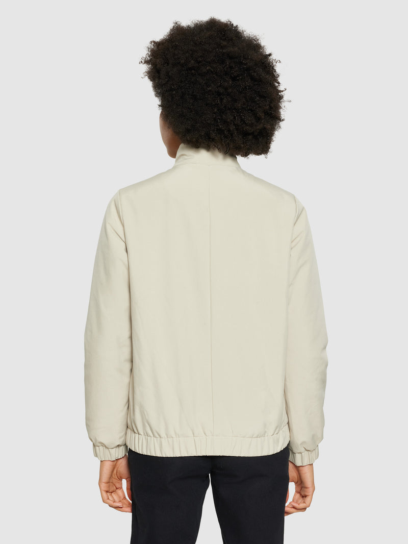 KnowledgeCotton Apparel - WMN CLIMATE SHELL™ short jacket - GRS/Vegan Jackets 1228 Light feather gray