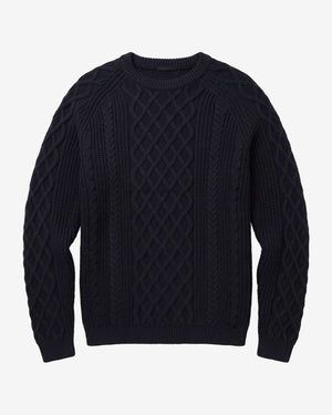 KnowledgeCotton Apparel - MEN Cable knit sweater Knits 1412 Night Sky