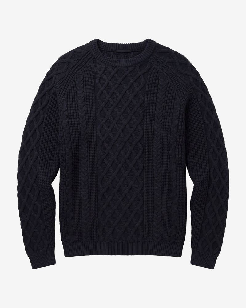 KnowledgeCotton Apparel - MEN Cable knit sweater Knits 1412 Night Sky