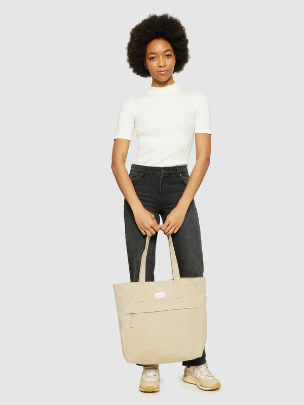 KnowledgeCotton Apparel - UNI Canvas tote bag GOTS/Vegan Bags 1228 Light feather gray