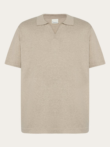 KnowledgeCotton Apparel - MEN Cashmere knit polo Polos 1228 Light feather gray