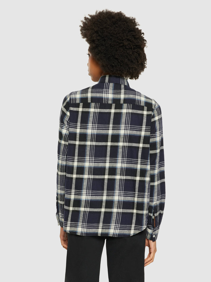 KnowledgeCotton Apparel - WMN Check flannel shirt - GOTS/Vegan Shirts 1300 Black Jet