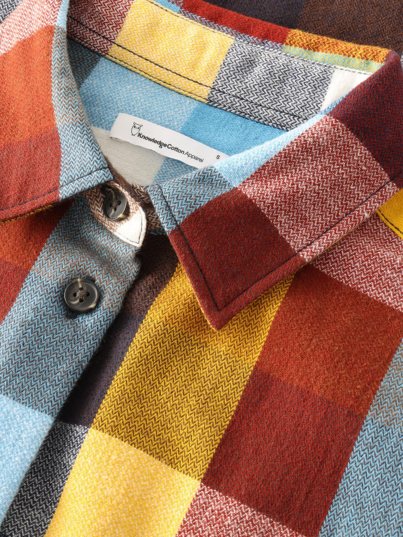 KnowledgeCotton Apparel - WMN Check multi color flannel shirt - GOTS/Vegan Shirts 7032 Multi check