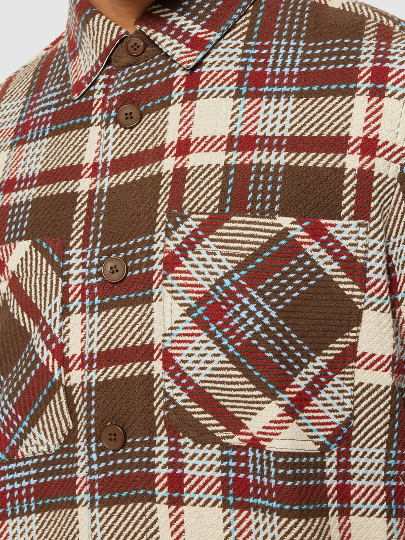 KnowledgeCotton Apparel - MEN Checked overshirt - GOTS/Vegan Overshirts 7025 Red check