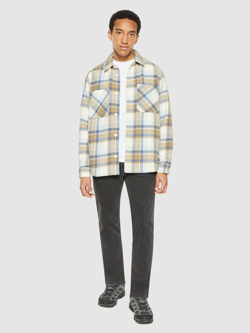 KnowledgeCotton Apparel - MEN Checked overshirt - GOTS/Vegan Overshirts 7033 Creme check