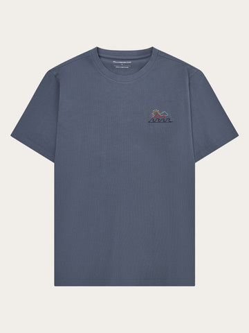 KnowledgeCotton Apparel - MEN Chest print t-shirt T-shirts 1226 Vintage Indigo