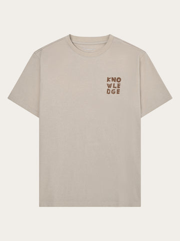 KnowledgeCotton Apparel - MEN Chest print t-shirt T-shirts 1228 Light feather gray