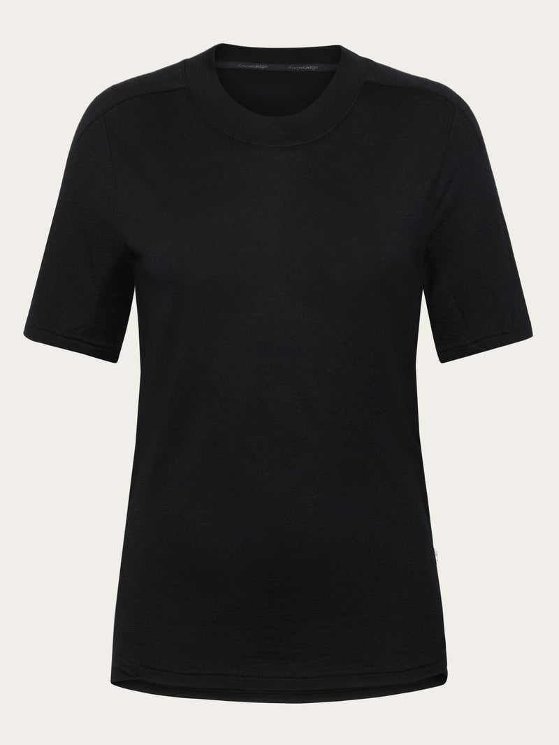 KnowledgeCotton Apparel - WMN Dynamic Wool 175 Single constructed t-shirt - RWS T-shirts 1300 Black Jet